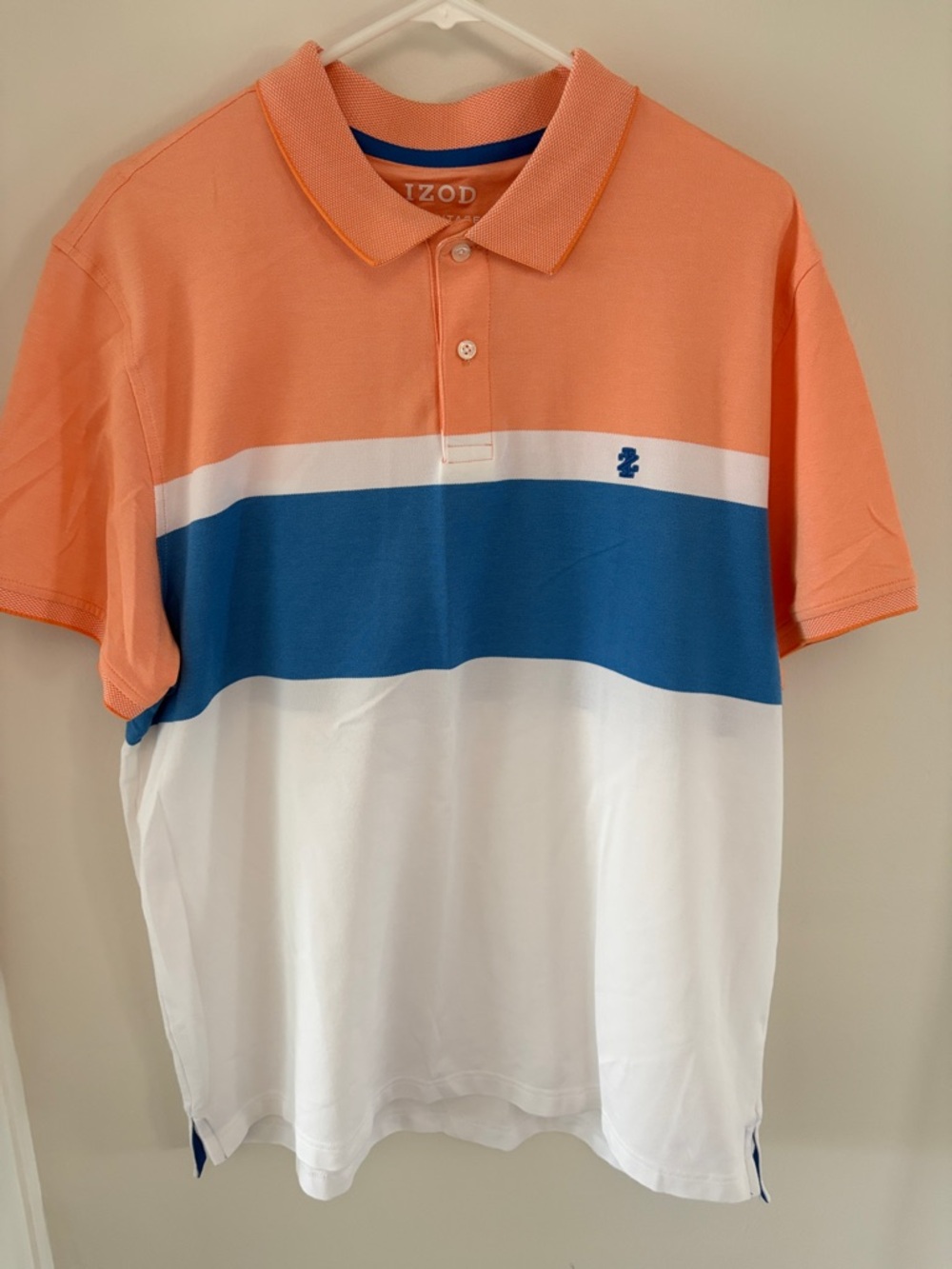 IZOD Men’s Peach, Blue & White Colorblock Polo